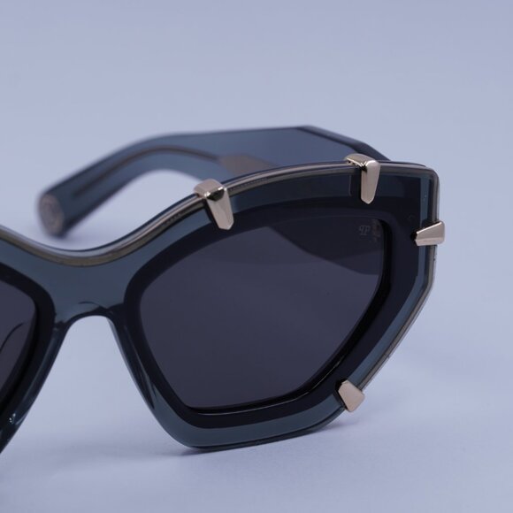 Philipp Plein SPP099V Supreme Star 0819 Sunglasses Grey/Gold Cat Eye Frame - Picture 2 of 10